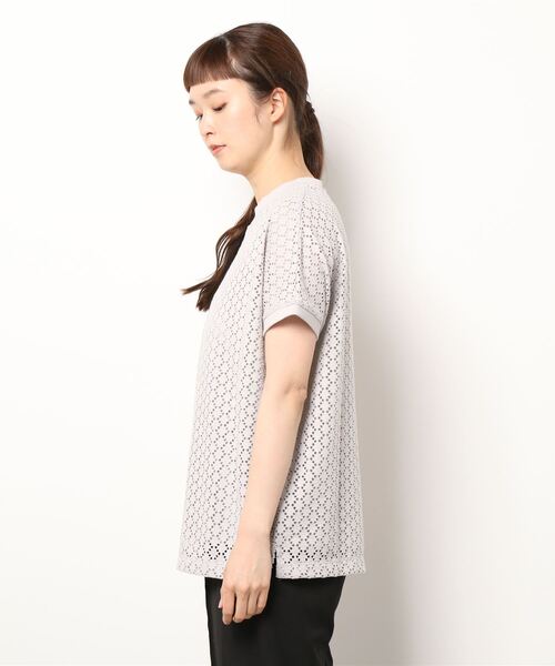 BELLUNA PLUS（ベルーナ）の「ストレッチレース素材プルオーバー（Tシャツ/カットソー・レディース・ネイビー/マスタード/グレー系その他/ライラック・MEDIUM/LARGE/X-LARGE）」の7枚目の写真