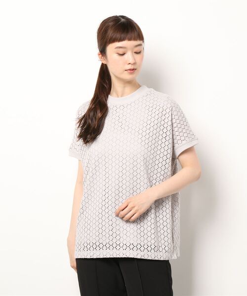 BELLUNA PLUS（ベルーナ）の「ストレッチレース素材プルオーバー（Tシャツ/カットソー・レディース・ネイビー/マスタード/グレー系その他/ライラック・MEDIUM/LARGE/X-LARGE）」の9枚目の写真
