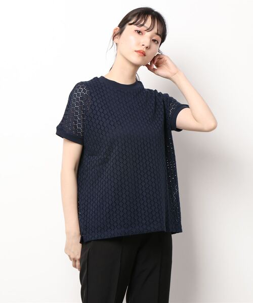 BELLUNA PLUS（ベルーナ）の「ストレッチレース素材プルオーバー（Tシャツ/カットソー・レディース・ネイビー/マスタード/グレー系その他/ライラック・MEDIUM/LARGE/X-LARGE）」の15枚目の写真