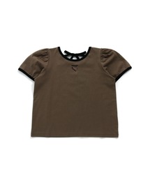 配色リボンワンポイント刺繍Tシャツ