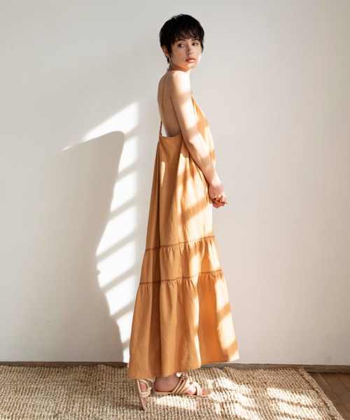 ReNorm(リノーム)の「刺繍ギャザーキャミワンピース(ワンピース・レディース・ネイビー/オレンジ/アイボリー・フリー)」の5枚目の写真