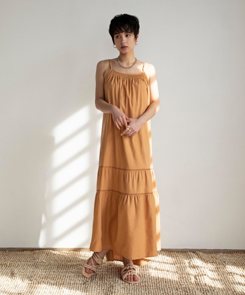 ReNorm(リノーム)の「刺繍ギャザーキャミワンピース(ワンピース・レディース・ネイビー/オレンジ/アイボリー・フリー)」の19枚目の写真