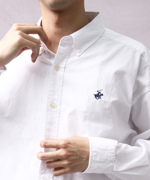 BEVERLY HILLS POLO CLUB(ビバリーヒルズポロクラブ)の「【 BEVERLY HILLS POLO CLUB / ビバリー ヒルズ ポロ クラブ 】 コットン ボタン ダウン シャツ BHPC 4040&0020 MNY(シャツ/ブラウス・メンズ・サックスブルー/ベージュ/ブラック/グリーン/ホワイト/ネイビー/ダークブラウン/ライトブルー/インディゴブルー・LARGE/MEDIUM/X-LARGE)」の2枚目の写真