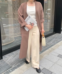 Meli rich | ベルト付き。オーバーサイズロングノーカラーコート(ノーカラーコート)