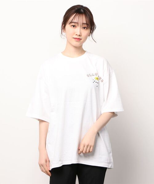 SlashDate（スラッシュデイト）の「グラフィック発泡プリントTシャツ/バックプリント/ビッグシルエット/袖配色/ラグランT（Tシャツ/カットソー・レディース・ホワイト/ブラック/ブルー/グリーン/ホワイト系その他/ブラック系その他/ホワイト系その他2/ホワイト系その他3・M/L）」の19枚目の写真