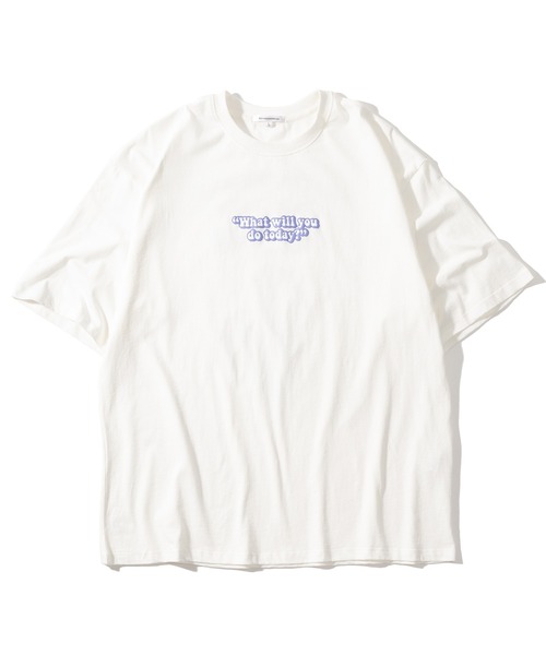 SlashDate（スラッシュデイト）の「グラフィック発泡プリントTシャツ/バックプリント/ビッグシルエット/袖配色/ラグランT（Tシャツ/カットソー・レディース・ホワイト/ブラック/ブルー/グリーン/ホワイト系その他/ブラック系その他/ホワイト系その他2/ホワイト系その他3・M/L）」の9枚目の写真