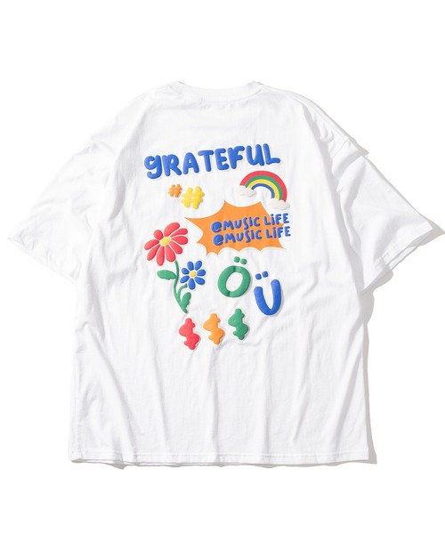 SlashDate（スラッシュデイト）の「グラフィック発泡プリントTシャツ/バックプリント/ビッグシルエット/袖配色/ラグランT（Tシャツ/カットソー・レディース・ホワイト/ブラック/ブルー/グリーン/ホワイト系その他/ブラック系その他/ホワイト系その他2/ホワイト系その他3・M/L）」の18枚目の写真