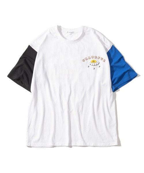 SlashDate（スラッシュデイト）の「グラフィック発泡プリントTシャツ/バックプリント/ビッグシルエット/袖配色/ラグランT（Tシャツ/カットソー・レディース・ホワイト/ブラック/ブルー/グリーン/ホワイト系その他/ブラック系その他/ホワイト系その他2/ホワイト系その他3・M/L）」の21枚目の写真