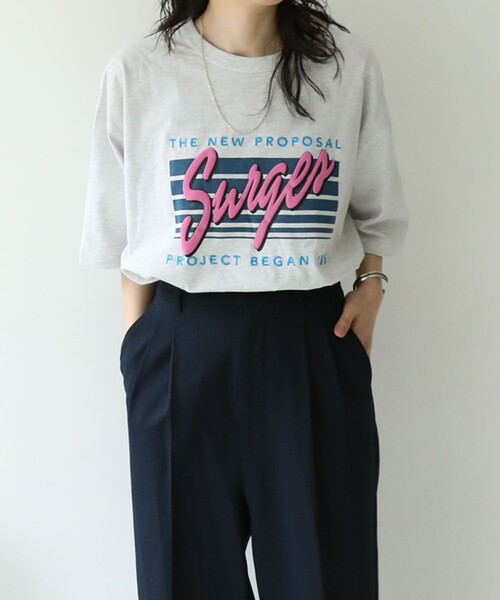 FREAK'S STORE（フリークスストア）の「Surgesカラーロゴ半袖Tシャツ（Tシャツ/カットソー・レディース・オフホワイト/杢グレー/ブラック・ﾌﾘ-）」の13枚目の写真