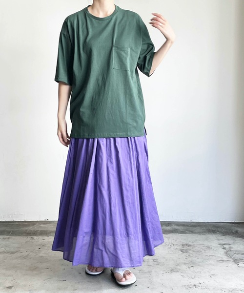 COMMON WARE（コモンウェアー）の「COMMONWARE:CTN LOOSE FIT PKT TEE S/S 天竺ルーズフィットポケットTEE（Tシャツ/カットソー・レディース・ホワイト/ブラック/ベージュ/グレー/サックスブルー/グリーン・M/L/XL）」の5枚目の写真