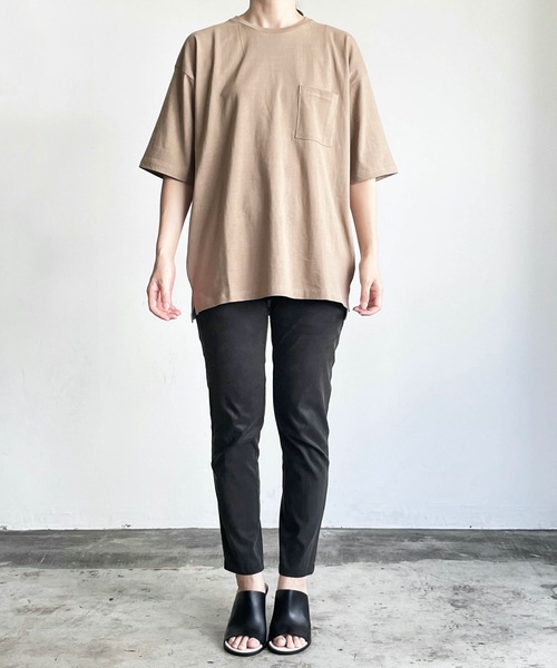 COMMON WARE（コモンウェアー）の「COMMONWARE:CTN LOOSE FIT PKT TEE S/S 天竺ルーズフィットポケットTEE（Tシャツ/カットソー・レディース・ホワイト/ブラック/ベージュ/グレー/サックスブルー/グリーン・M/L/XL）」の14枚目の写真