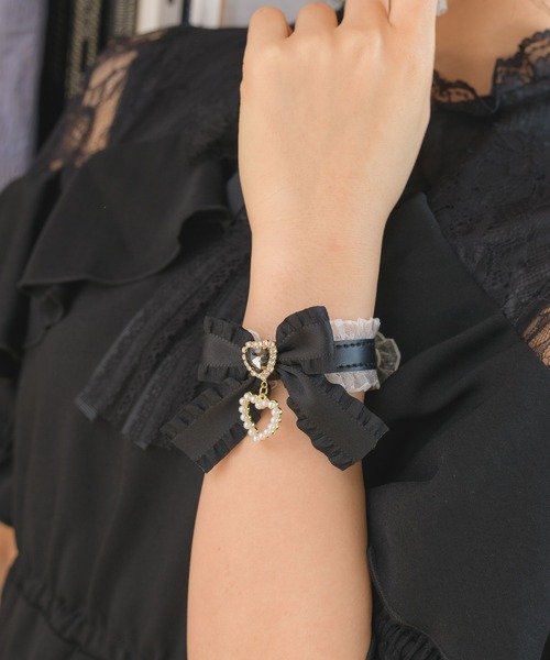 ROJITA（ロジータ）の「フリルリボンハートビジュブレスレット（ブレスレット・レディース・ブラック/パープル/レッド/ピンク/イエロー/ブルー/グリーン/オレンジ・FREE）」の18枚目の写真