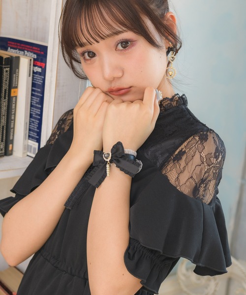 ROJITA（ロジータ）の「フリルリボンハートビジュブレスレット（ブレスレット・レディース・ブラック/パープル/レッド/ピンク/イエロー/ブルー/グリーン/オレンジ・FREE）」の15枚目の写真