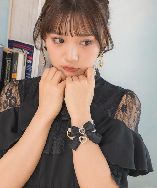 セール】フリルリボンハートビジュブレスレット（ブレスレット