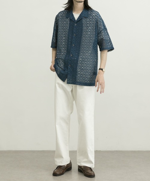 URBAN RESEARCH(アーバンリサーチ)の「URBAN RESEARCH iD レースオープンカラーシャツ(シャツ/ブラウス・メンズ・ブラック/グリーン系その他/ブルー系その他・MEDIUM/LARGE)」の6枚目の写真