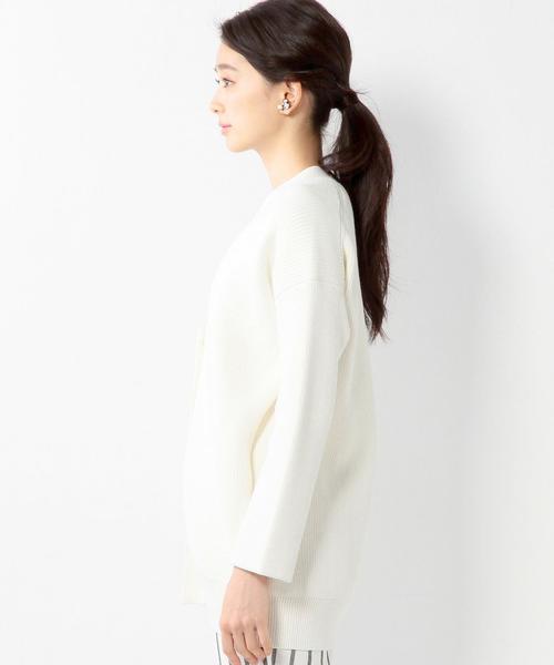 UNITED ARROWS（ユナイテッドアローズ）の「UAB C/PE 7G アゼ Vネック ロングカーディガン ◆（カーディガン/ボレロ・レディース・オフホワイト/ブラック・フリー）」の5枚目の写真