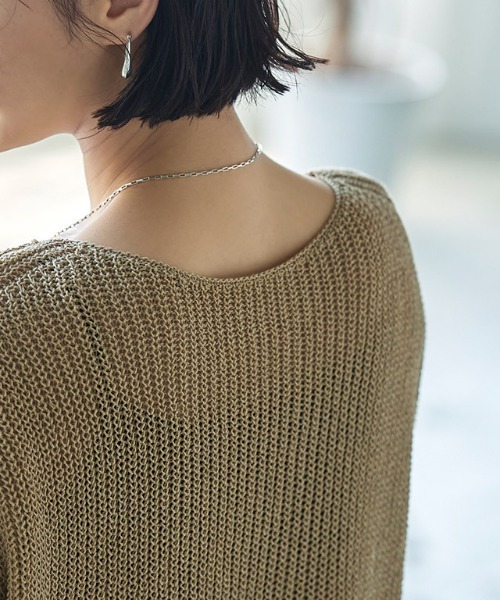 RASW（ラス）の「[RASW] リネン混ローゲージフレンチメッシュニット（ニット/セーター・レディース・オフホワイト/ブラック/ベージュ・M/L）」の12枚目の写真