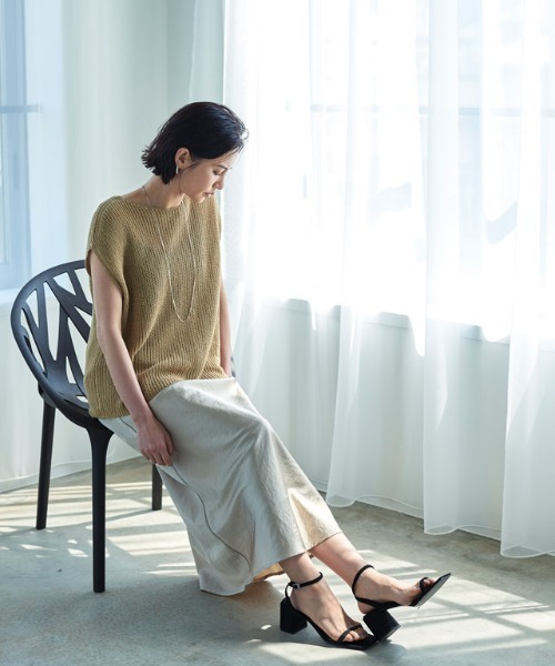 RASW（ラス）の「[RASW] リネン混ローゲージフレンチメッシュニット（ニット/セーター・レディース・オフホワイト/ブラック/ベージュ・M/L）」の22枚目の写真