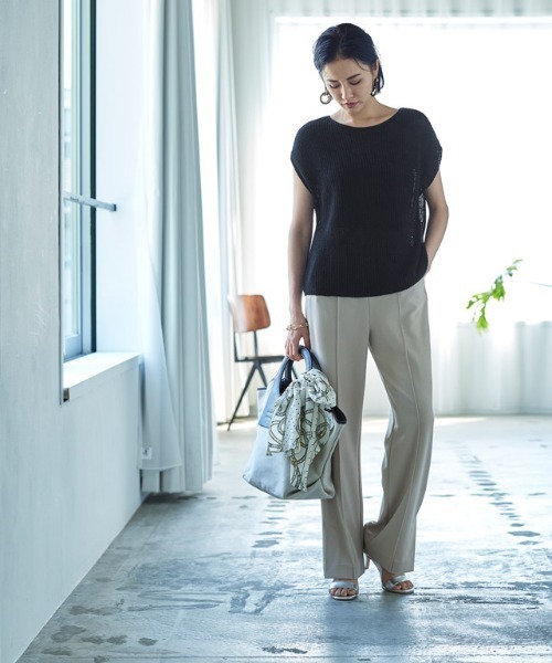 RASW（ラス）の「[RASW] リネン混ローゲージフレンチメッシュニット（ニット/セーター・レディース・オフホワイト/ブラック/ベージュ・M/L）」の17枚目の写真