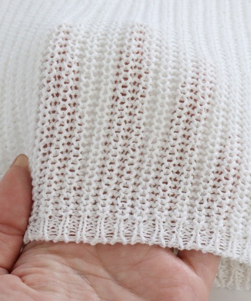 RASW（ラス）の「[RASW] リネン混ローゲージフレンチメッシュニット（ニット/セーター・レディース・オフホワイト/ブラック/ベージュ・M/L）」の18枚目の写真