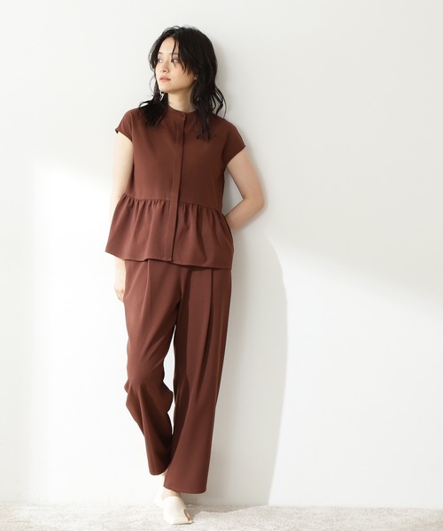 N.（N. Natural Beauty Basic）（エヌエヌナチュラルビューティーベーシック）の「◆バンドカラーペプラムセットアップ（ワンピース・レディース・ネイビー/モカ/ナチュラル/ブルー・MEDIUM）」の2枚目の写真