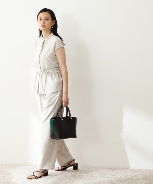 N.（N. Natural Beauty Basic）（エヌエヌナチュラルビューティーベーシック）の「◆バンドカラーペプラムセットアップ（ワンピース・レディース・ネイビー/モカ/ナチュラル/ブルー・MEDIUM）」の6枚目の写真