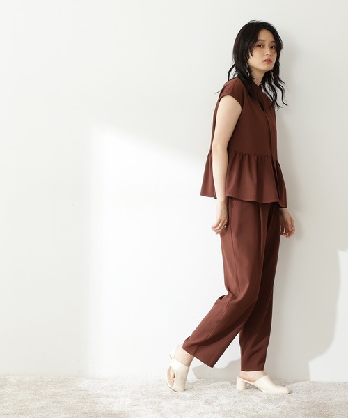 N.（N. Natural Beauty Basic）（エヌエヌナチュラルビューティーベーシック）の「◆バンドカラーペプラムセットアップ（ワンピース・レディース・ネイビー/モカ/ナチュラル/ブルー・MEDIUM）」の8枚目の写真