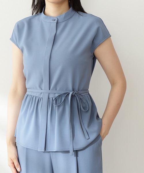 N.（N. Natural Beauty Basic）（エヌエヌナチュラルビューティーベーシック）の「◆バンドカラーペプラムセットアップ（ワンピース・レディース・ネイビー/モカ/ナチュラル/ブルー・MEDIUM）」の16枚目の写真