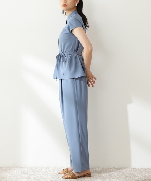 N.（N. Natural Beauty Basic）（エヌエヌナチュラルビューティーベーシック）の「◆バンドカラーペプラムセットアップ（ワンピース・レディース・ネイビー/モカ/ナチュラル/ブルー・MEDIUM）」の14枚目の写真