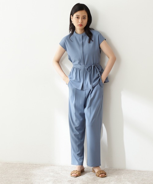 N.（N. Natural Beauty Basic）（エヌエヌナチュラルビューティーベーシック）の「◆バンドカラーペプラムセットアップ（ワンピース・レディース・ネイビー/モカ/ナチュラル/ブルー・MEDIUM）」の11枚目の写真