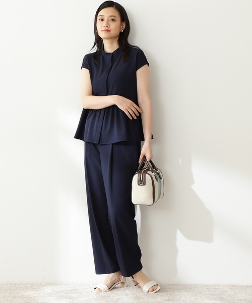 N.（N. Natural Beauty Basic）（エヌエヌナチュラルビューティーベーシック）の「◆バンドカラーペプラムセットアップ（ワンピース・レディース・ネイビー/モカ/ナチュラル/ブルー・MEDIUM）」の10枚目の写真