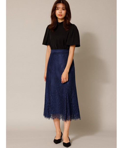 TONAL レースドッキングフレアワンピース TONAL レースドッキングフレアワンピース