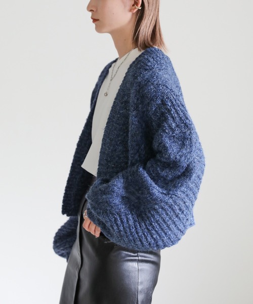 ケーブル編みオーバーニットショートカーディガン（カーディガン