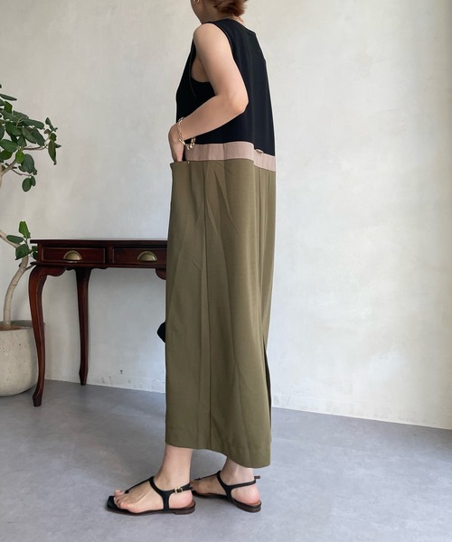 DouDou（ドゥドゥ）の「【WEB限定】スリーカラーキーネックジャンスカ（ジャンパースカート・レディース・ブラウン/カーキ・FREE）」の5枚目の写真