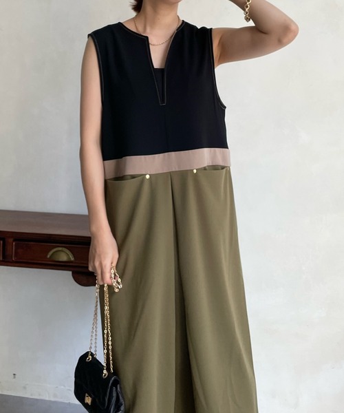 DouDou（ドゥドゥ）の「【WEB限定】スリーカラーキーネックジャンスカ（ジャンパースカート・レディース・ブラウン/カーキ・FREE）」の7枚目の写真