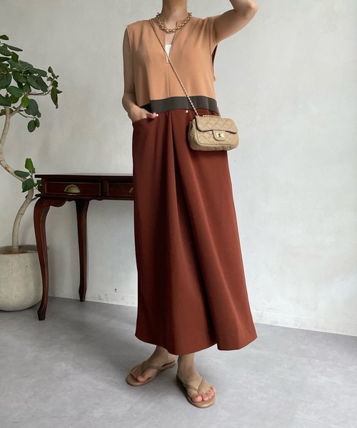 DouDou（ドゥドゥ）の「【WEB限定】スリーカラーキーネックジャンスカ（ジャンパースカート・レディース・ブラウン/カーキ・FREE）」の17枚目の写真