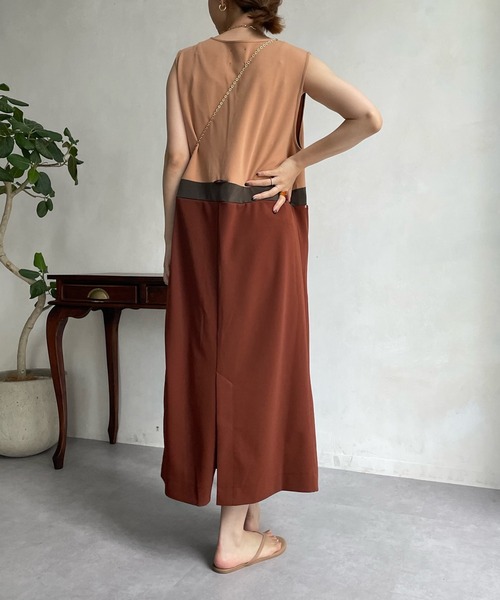 DouDou（ドゥドゥ）の「【WEB限定】スリーカラーキーネックジャンスカ（ジャンパースカート・レディース・ブラウン/カーキ・FREE）」の10枚目の写真