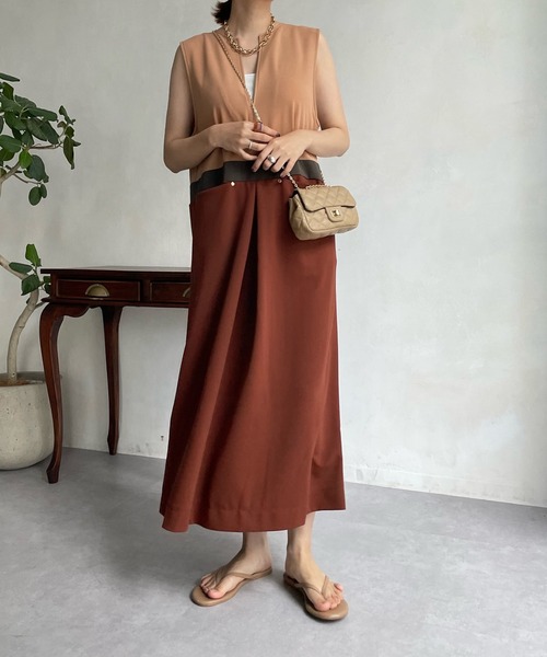 DouDou（ドゥドゥ）の「【WEB限定】スリーカラーキーネックジャンスカ（ジャンパースカート・レディース・ブラウン/カーキ・FREE）」の16枚目の写真