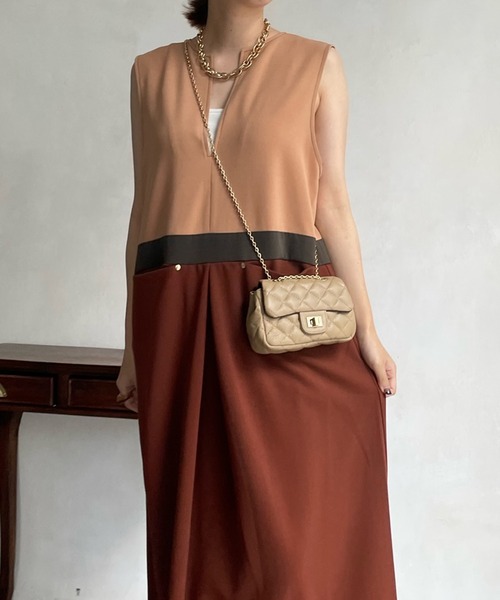 DouDou（ドゥドゥ）の「【WEB限定】スリーカラーキーネックジャンスカ（ジャンパースカート・レディース・ブラウン/カーキ・FREE）」の11枚目の写真