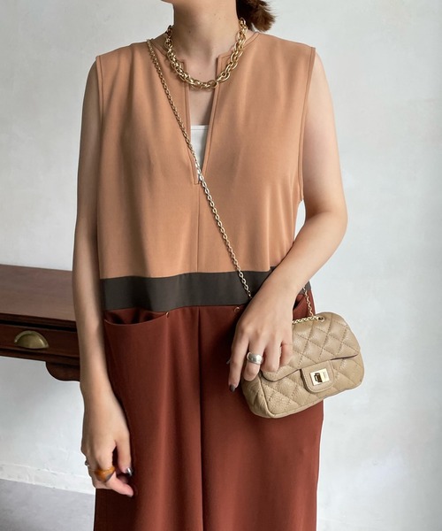 DouDou（ドゥドゥ）の「【WEB限定】スリーカラーキーネックジャンスカ（ジャンパースカート・レディース・ブラウン/カーキ・FREE）」の20枚目の写真