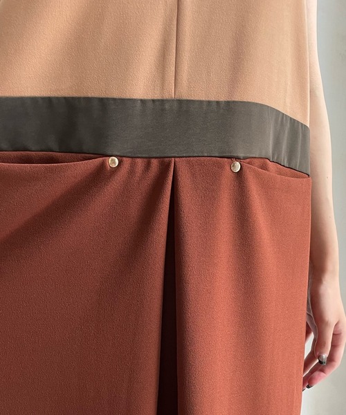 DouDou（ドゥドゥ）の「【WEB限定】スリーカラーキーネックジャンスカ（ジャンパースカート・レディース・ブラウン/カーキ・FREE）」の14枚目の写真