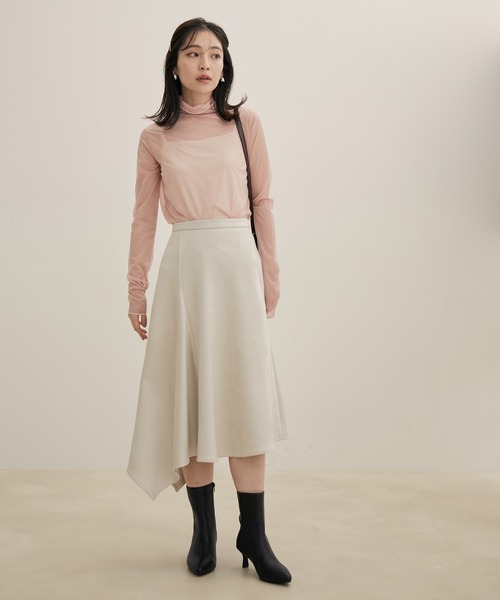 VIS(ビス)の「エコスエードアシンメトリーフレアスカート【sustainable】(スカート・レディース・キナリ/ダークブラウン/パープル系その他・L/M/S)」の13枚目の写真