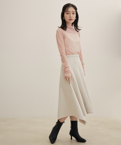 VIS(ビス)の「エコスエードアシンメトリーフレアスカート【sustainable】(スカート・レディース・キナリ/ダークブラウン/パープル系その他・L/M/S)」の12枚目の写真