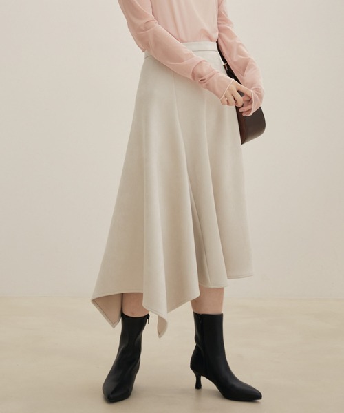 VIS(ビス)の「エコスエードアシンメトリーフレアスカート【sustainable】(スカート・レディース・キナリ/ダークブラウン/パープル系その他・L/M/S)」の17枚目の写真