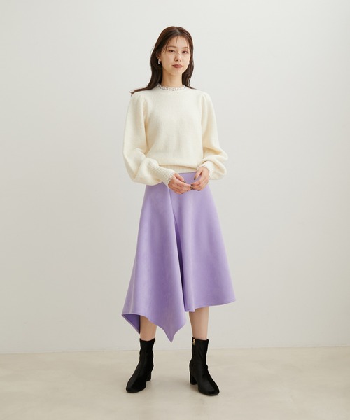 VIS(ビス)の「エコスエードアシンメトリーフレアスカート【sustainable】(スカート・レディース・キナリ/ダークブラウン/パープル系その他・L/M/S)」の19枚目の写真