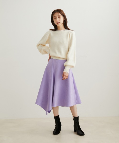 VIS(ビス)の「エコスエードアシンメトリーフレアスカート【sustainable】(スカート・レディース・キナリ/ダークブラウン/パープル系その他・L/M/S)」の20枚目の写真