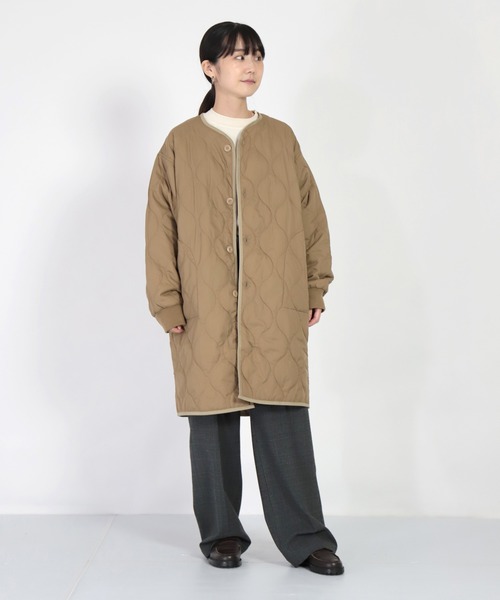 D.M.G.（ドミンゴ）の「[D.M.G / ディーエムジー] ナイロンリップキルト ライナーコート（ダウンジャケット/コート・レディース・ベージュ/オリーブ・FREE）」の16枚目の写真