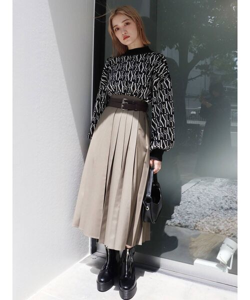 MURUA(ムルーア)の「ワイドプリーツスカート(スカート・レディース・カーキ/その他1/ブラック・1/2)」の6枚目の写真