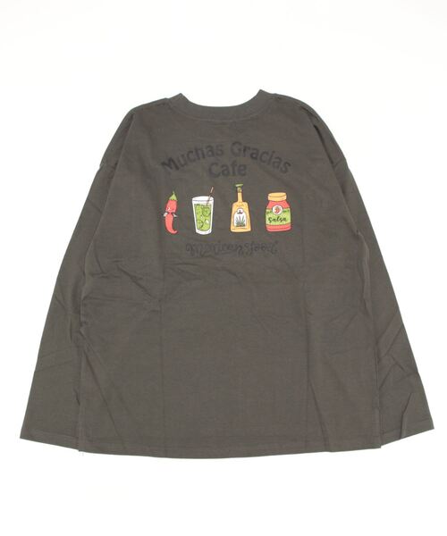 BARCEDOS（バルセドス）の「バックイラストプリント オーバーロングTシャツ（Tシャツ/カットソー・メンズ・カーキ/ホワイト/ブラック・L/LL/M）」の5枚目の写真