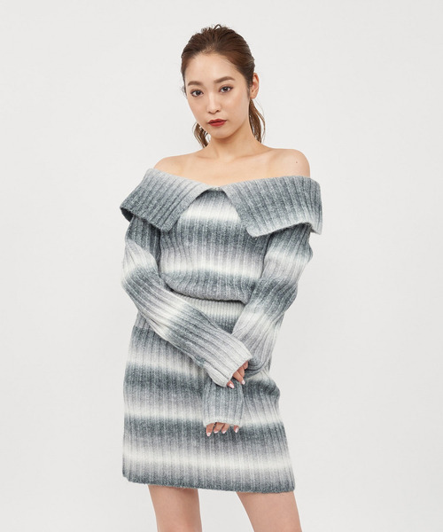 SPIRALGIRL(スパイラルガール)の「ビックカラーグラデーションニットセットアップ(ワンピース・レディース・ブラック系/ピンク系・FREE)」の10枚目の写真